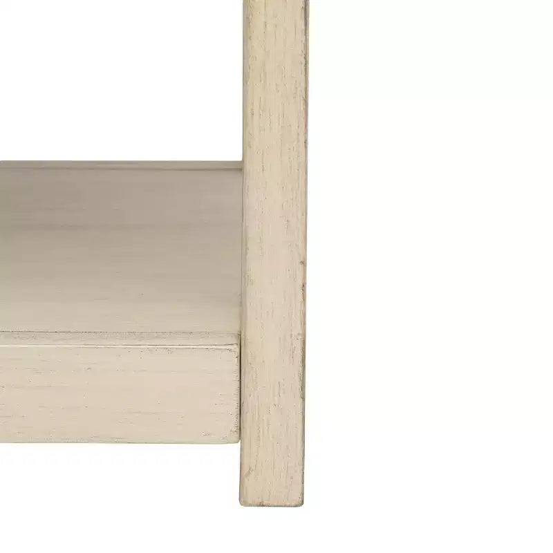 Console Scandinave, Bois d'hévéa, 2 tiroirs et étagère ouverte, Capacité 26 kg, Bleu marine