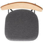 Tabouret de bar, dossier en noyer, assise en polyester noir, structure en fer, repose-pieds, hauteur d'assise 76 cm, capacité 113 kg
