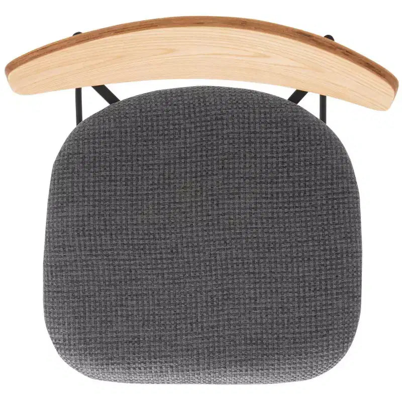 Tabouret de bar, dossier en noyer, assise en polyester noir, structure en fer, repose-pieds, hauteur d'assise 76 cm, capacité 113 kg