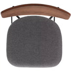 Tabouret de bar, dossier en noyer, assise en polyester noir, structure en fer, repose-pieds, hauteur d'assise 76 cm, capacité 113 kg