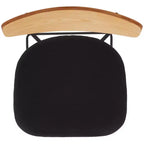 Tabouret de bar, dossier en noyer, assise en polyester noir, structure en fer, repose-pieds, hauteur d'assise 76 cm, capacité 113 kg