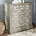 Commode de rangement 2 tiroirs, 2 portes, en gris, bois de sapin et MDF, 22,7 kg/tiroir, aucun assemblage requis