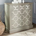 Commode de rangement 2 tiroirs, 2 portes, en gris, bois de sapin et MDF, 22,7 kg/tiroir, aucun assemblage requis