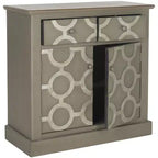 Commode de rangement 2 tiroirs, 2 portes, en gris, bois de sapin et MDF, 22,7 kg/tiroir, aucun assemblage requis