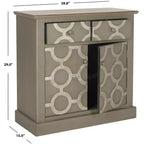 Commode de rangement 2 tiroirs, 2 portes, en gris, bois de sapin et MDF, 22,7 kg/tiroir, aucun assemblage requis