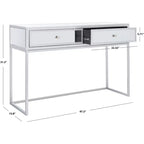 Bureau à écrire 2 tiroirs miroir, argent, bois + fer + miroir, capacité de 27 kg, 79,5 cm H x 120 cm L x 40 cm P