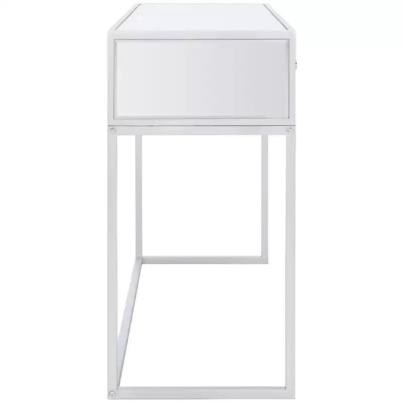 Bureau à écrire 2 tiroirs miroir, argent, bois + fer + miroir, capacité de 27 kg, 79,5 cm H x 120 cm L x 40 cm P