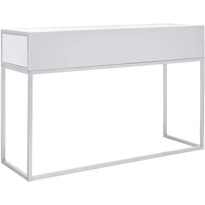 Bureau à écrire 2 tiroirs miroir, argent, bois + fer + miroir, capacité de 27 kg, 79,5 cm H x 120 cm L x 40 cm P
