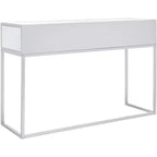 Bureau à écrire 2 tiroirs miroir, argent, bois + fer + miroir, capacité de 27 kg, 79,5 cm H x 120 cm L x 40 cm P