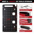 Organisateur mural pour outils électriques à 4 niveaux, 8 porte-perceuses, acier, étagère réglable, panneau perforé, câble de 2 m, rouge/noir/jaune