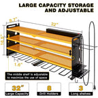 Organisateur mural pour outils électriques à 4 niveaux, 8 porte-perceuses, acier, étagère réglable, panneau perforé, câble de 2 m, rouge/noir/jaune