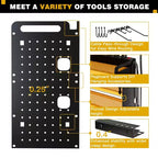 Organisateur mural pour outils électriques à 4 niveaux, 8 porte-perceuses, acier, étagère réglable, panneau perforé, câble de 2 m, rouge/noir/jaune