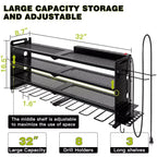 Organisateur mural pour outils électriques à 4 niveaux, 8 porte-perceuses, acier, étagère réglable, panneau perforé, câble de 2 m, rouge/noir/jaune