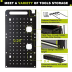 Organisateur mural pour outils électriques à 4 niveaux, 8 porte-perceuses, acier, étagère réglable, panneau perforé, câble de 2 m, rouge/noir/jaune