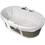 Panier à langer bébé Moïse, Tressé en papier imitation osier, Cadre métallique, Matelas en mousse et doublure, 81x50cm, 0-15 mois