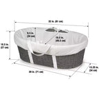Panier à langer bébé Moïse, Tressé en papier imitation osier, Cadre métallique, Matelas en mousse et doublure, 81x50cm, 0-15 mois
