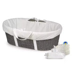 Panier à langer bébé Moïse, Tressé en papier imitation osier, Cadre métallique, Matelas en mousse et doublure, 81x50cm, 0-15 mois