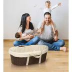 Panier à langer bébé Moïse, Tressé en papier imitation osier, Cadre métallique, Matelas en mousse et doublure, 81x50cm, 0-15 mois