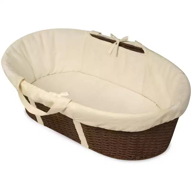 Panier à langer bébé Moïse, Tressé en papier imitation osier, Cadre métallique, Matelas en mousse et doublure, 81x50cm, 0-15 mois