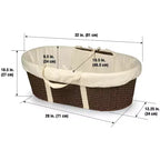 Panier à langer bébé Moïse, Tressé en papier imitation osier, Cadre métallique, Matelas en mousse et doublure, 81x50cm, 0-15 mois