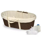 Panier à langer bébé Moïse, Tressé en papier imitation osier, Cadre métallique, Matelas en mousse et doublure, 81x50cm, 0-15 mois