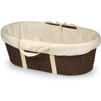 Panier à langer bébé Moïse, Tressé en papier imitation osier, Cadre métallique, Matelas en mousse et doublure, 81x50cm, 0-15 mois