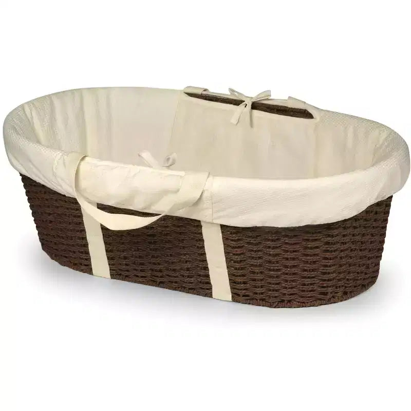 Panier à langer bébé Moïse, Tressé en papier imitation osier, Cadre métallique, Matelas en mousse et doublure, 81x50cm, 0-15 mois