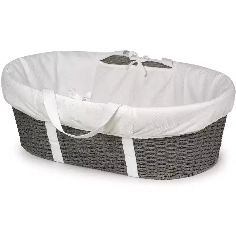 Panier à langer bébé Moïse, Tressé en papier imitation osier, Cadre métallique, Matelas en mousse et doublure, 81x50cm, 0-15 mois
