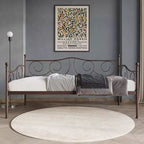 Lit de repos en métal avec détails de finition, support en bois à 12 lattes, finition par revêtement en poudre, capacité de 136 kg, noir/blanc/marron