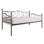 Lit de repos en métal avec détails de finition, support en bois à 12 lattes, finition par revêtement en poudre, capacité de 136 kg, noir/blanc/marron