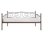Lit de repos en métal avec détails de finition, support en bois à 12 lattes, finition par revêtement en poudre, capacité de 136 kg, noir/blanc/marron