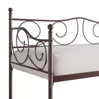 Lit de repos en métal avec détails de finition, support en bois à 12 lattes, finition par revêtement en poudre, capacité de 136 kg, noir/blanc/marron