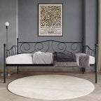 Lit de repos en métal avec détails de finition, support en bois à 12 lattes, finition par revêtement en poudre, capacité de 136 kg, noir/blanc/marron