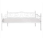 Lit de repos en métal avec détails de finition, support en bois à 12 lattes, finition par revêtement en poudre, capacité de 136 kg, noir/blanc/marron