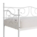 Lit de repos en métal avec détails de finition, support en bois à 12 lattes, finition par revêtement en poudre, capacité de 136 kg, noir/blanc/marron