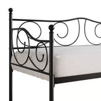 Lit de repos en métal avec détails de finition, support en bois à 12 lattes, finition par revêtement en poudre, capacité de 136 kg, noir/blanc/marron