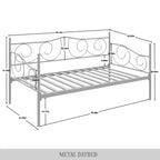 Lit de repos en métal avec détails de finition, support en bois à 12 lattes, finition par revêtement en poudre, capacité de 136 kg, noir/blanc/marron