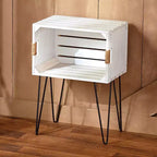 The Lakeside Collection Rustic Wooden Crate End Table with Jute Wrapped Handles