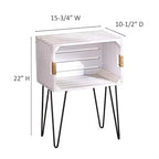 Table d'appoint caisse rustique, pieds épingle, poignées en jute, étagère ouverte, MDF, 40 cm (L) x 26,7 cm (P) x 56 cm (H)