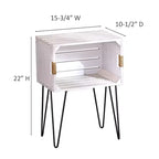 Table d'appoint caisse rustique, pieds épingle, poignées en jute, étagère ouverte, MDF, 40 cm (L) x 26,7 cm (P) x 56 cm (H)